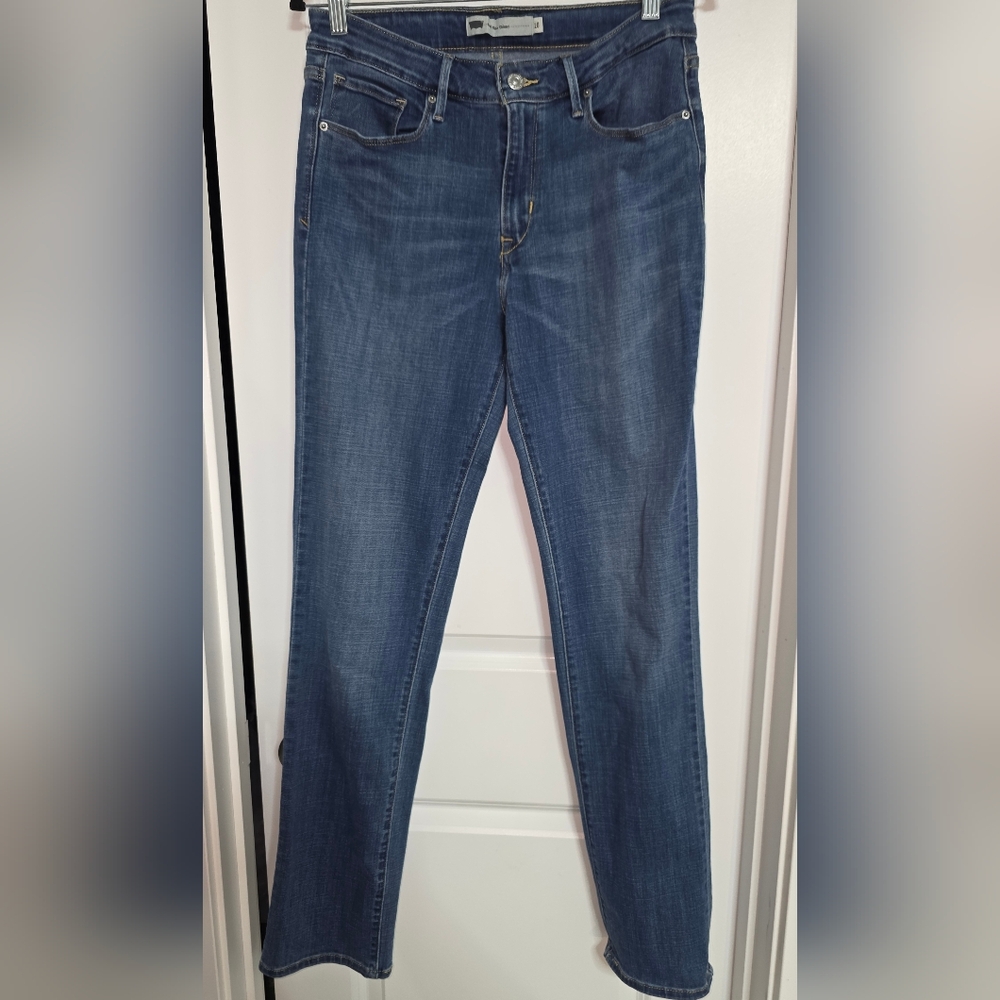 Levi's Classic Mid Rise Skinny Fit Blue Straight Leg Soft Jeans Size 10 (30x 31)